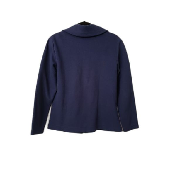 Karen Scott Sport Women's Zip Up Sweater Size Medium Navy Blue With Gold Buttons - Picture 2 of 6